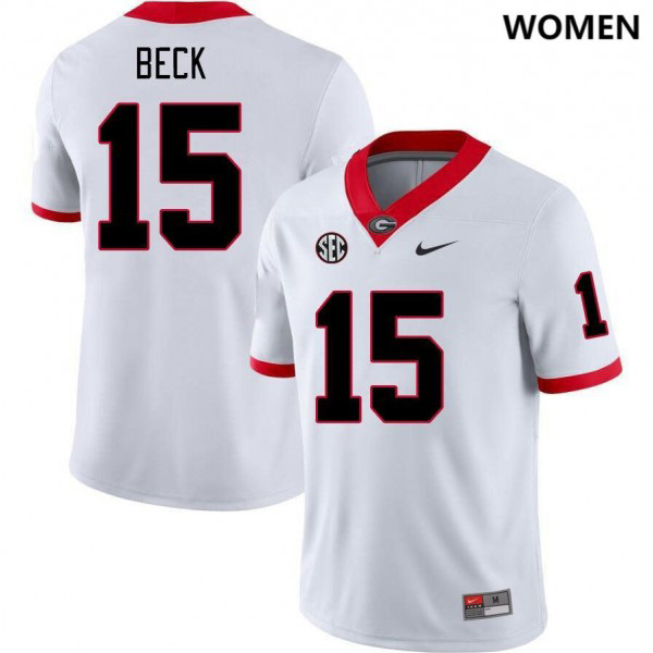 Women's #15 Carson Beck Georgia Bulldogs College Football Jersey - White